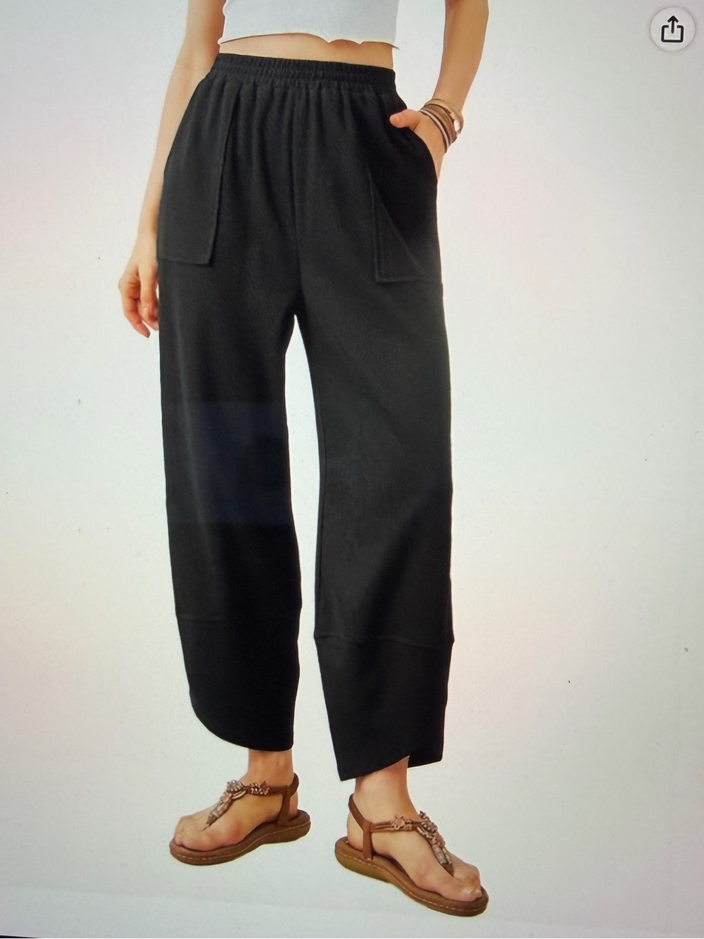 Black Wide-Leg waffle Barrel Pants- NWT - Size XL